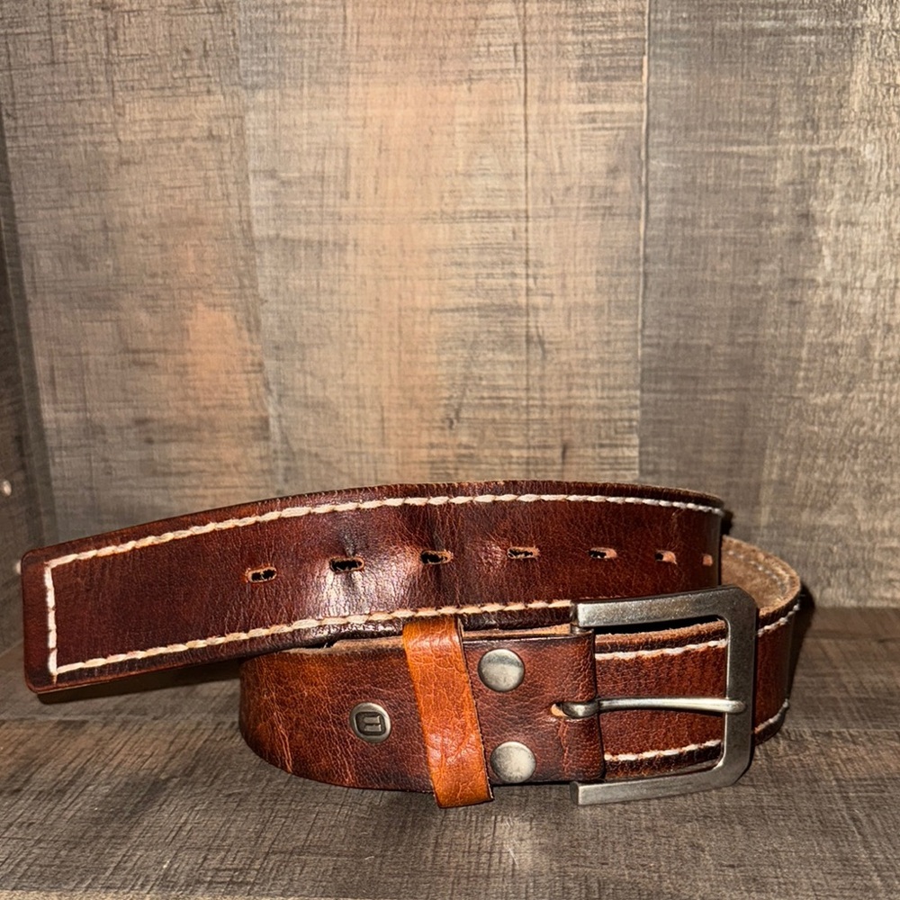Brown Leather Men's Belt-